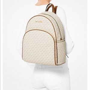 White Leather Michael Kors Large Abbey Bag